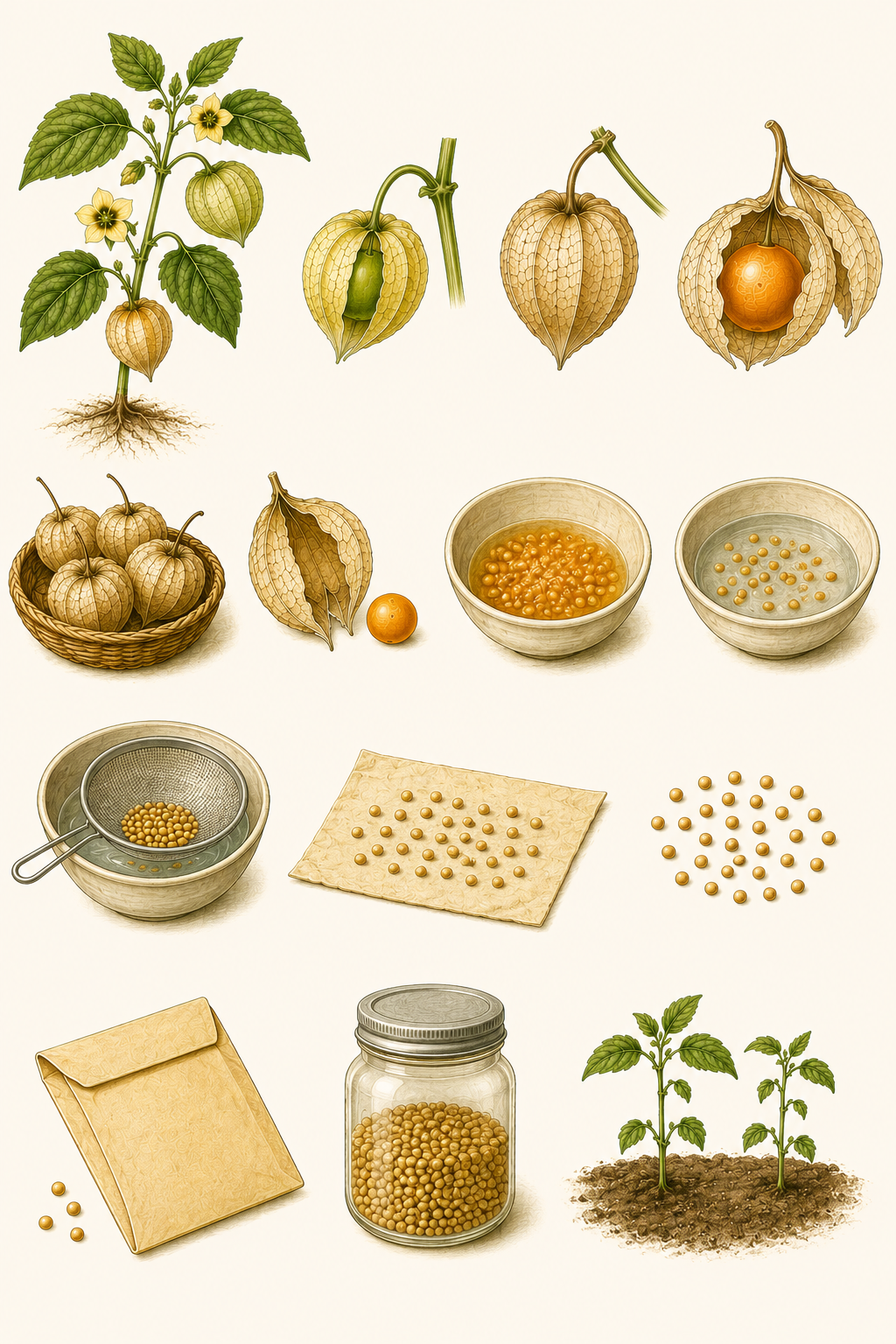 Physalis peruviana (Physalis peruviana): seed saving - Fruit, Nightshade family, Harvest July - October