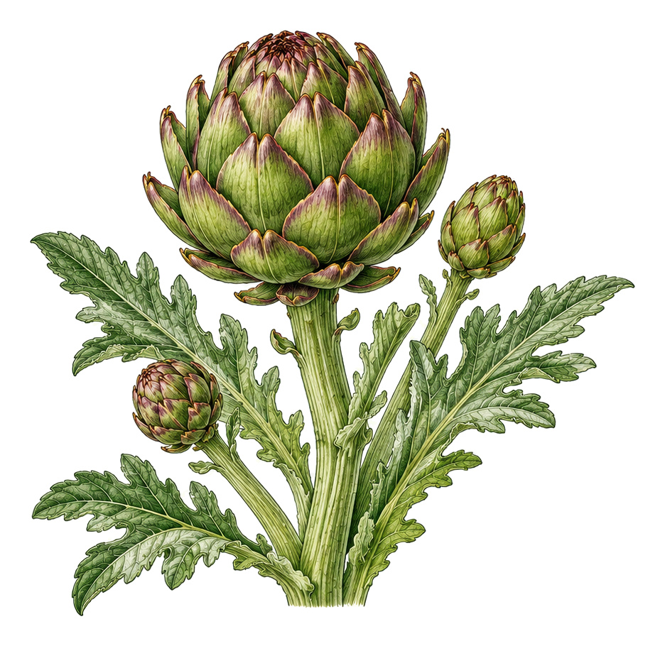 Cynara scolymus (Cynara scolymus): whole plant for plant portrait - Vegetables, Aster family, Harvest June - October