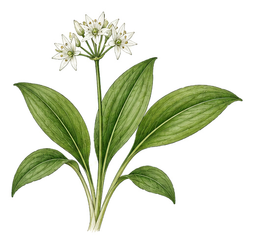 Allium ursinum (Allium ursinum): whole plant for plant portrait - Herbs, Amaryllis family, Harvest March - May