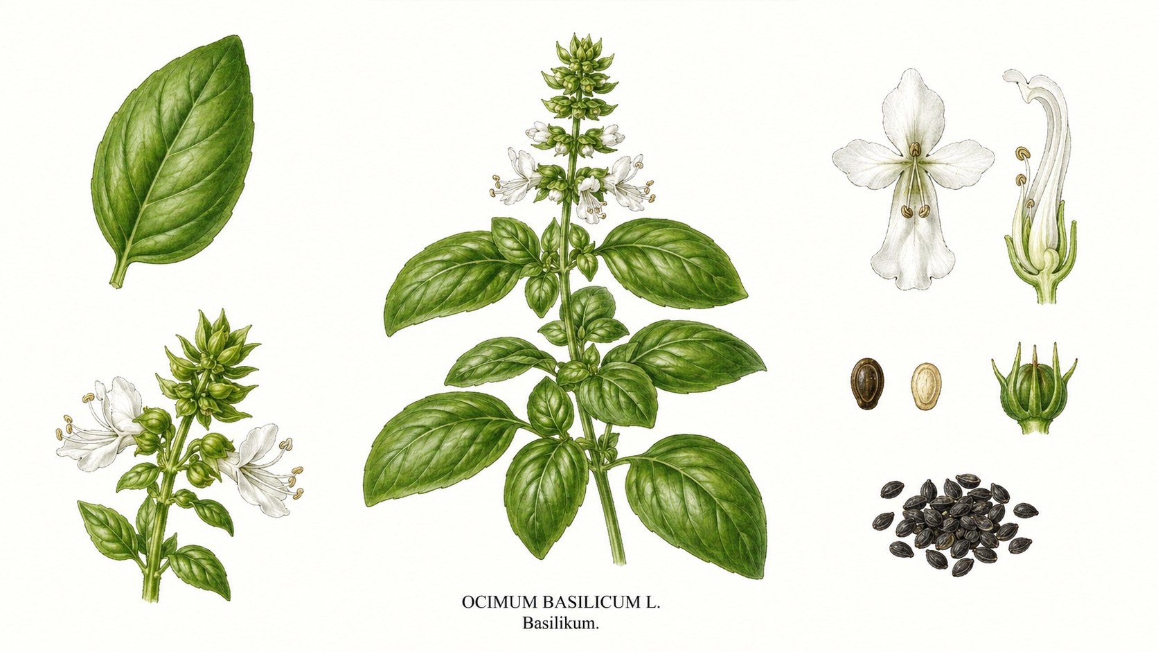Basilikum (Ocimum basilicum): Pflanzenportrait für Pflanzenportrait - Gehölze, Lamiaceae, warm, sonnig, geschützt