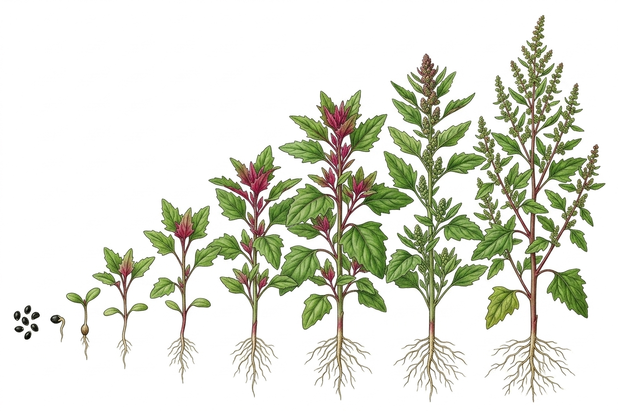 Cultivation timeline for Tree spinach (Chenopodium giganteum D.Don) with sowing, planting, care, and harvest months