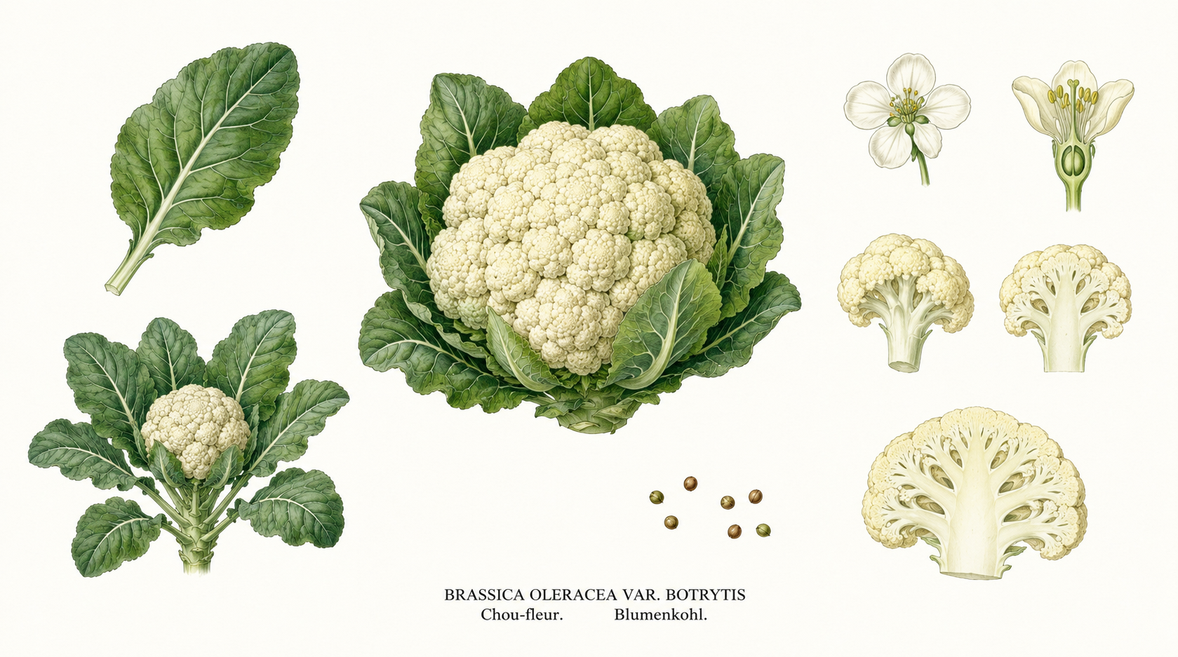 Blumenkohl (Brassica oleracea var. botrytis): Pflanzenportrait für Pflanzenportrait - Gemüse, Kreuzblütler, Ernten Jun, Jul