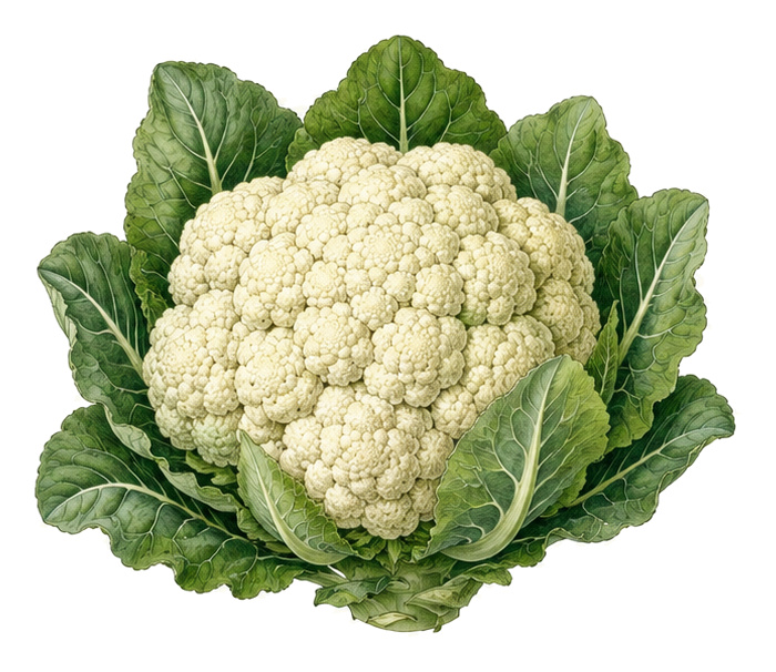 Blumenkohl (Brassica oleracea var. botrytis): Ganze Pflanze für Pflanzenportrait - Kohlgewächse, Kreuzblütler, Ernten Juni