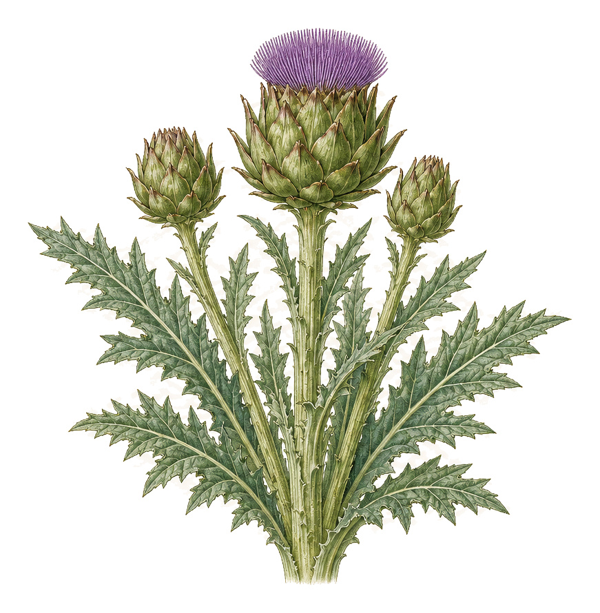 cardoon (Cynara cardunculus): whole plant for plant portrait - Vegetables, daisy family, Harvest July - October