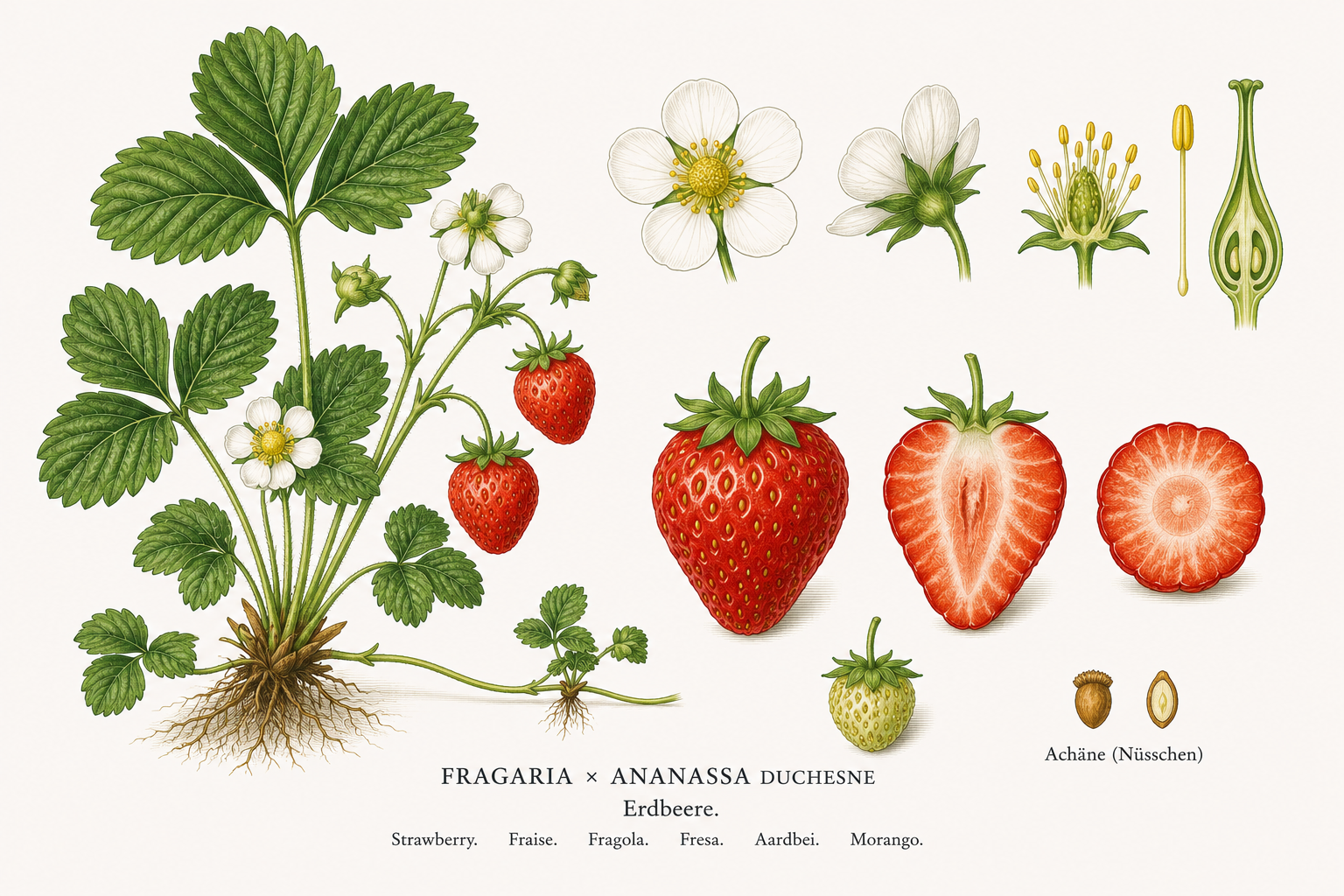 Strawberry (Fragaria): plant portrait for plant portrait - Fruit, Rose family, Harvest May, Jun, Jul, Aug, Sep, Oct