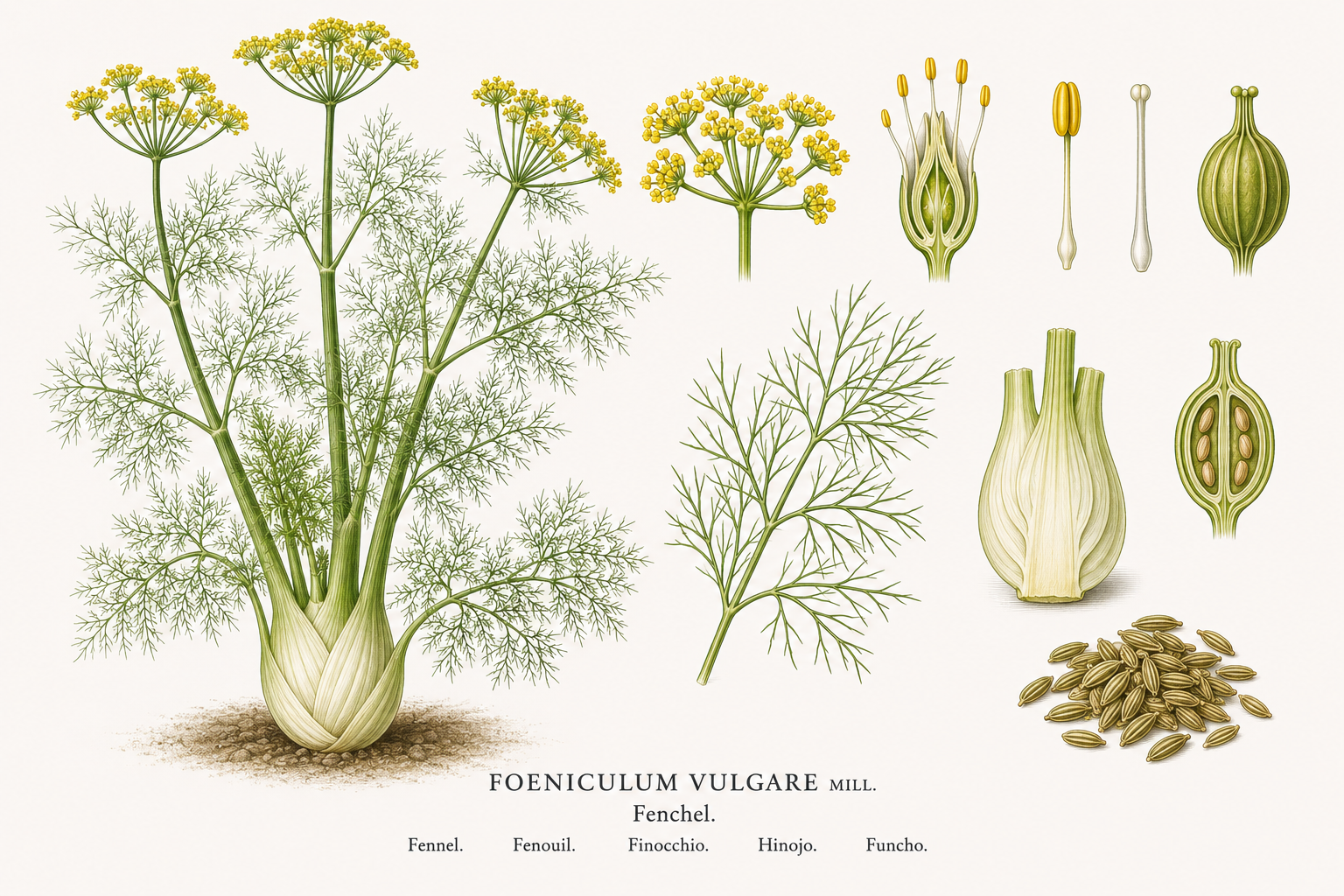 Fennel (Foeniculum vulgare): plant portrait for plant portrait - Vegetables, Carrot family, Harvest Jul, Aug, Sep, Oct, Nov