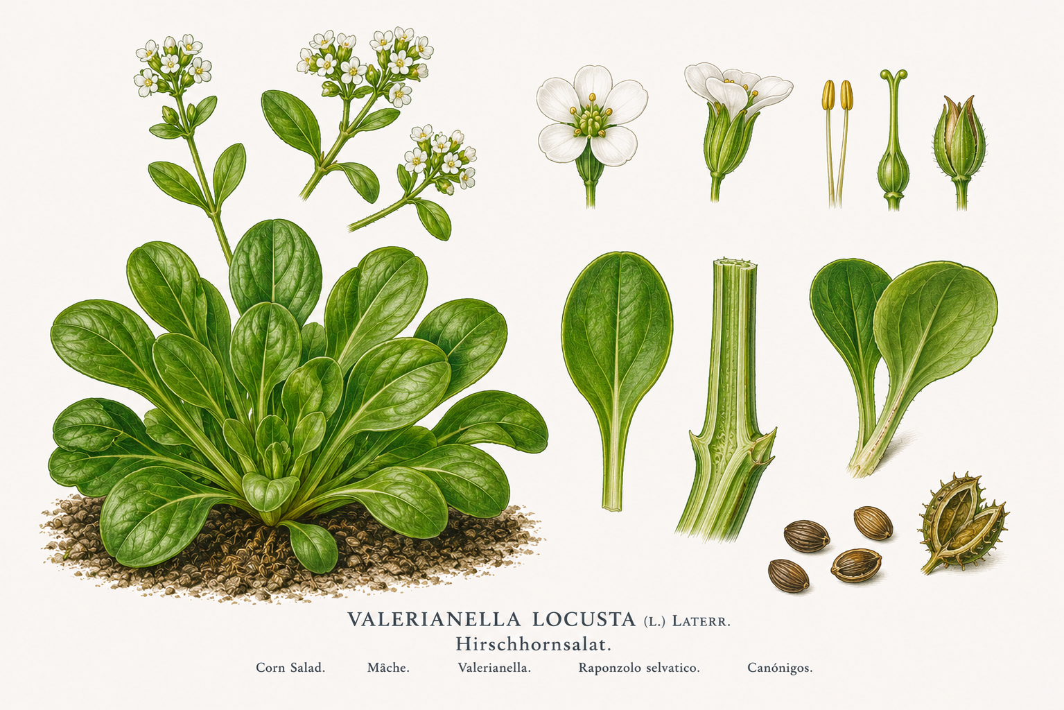 buck's-horn plantain plant card: Vegetables, Plantain family, Harvest Apr, May, Jun, Jul, Aug, Sep, Oct