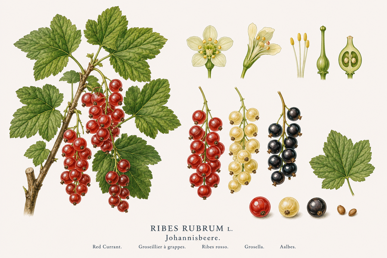 Johannisbeere (Ribes): Pflanzenportrait für Pflanzenportrait - Obst, Stachelbeergewächse, Ernten Jun, Jul, Aug