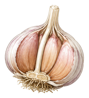 Knoblauch (Allium sativum): Pflanzenportrait - Zwiebelgewächse, Amaryllisgewächse, Ernten Juni - August
