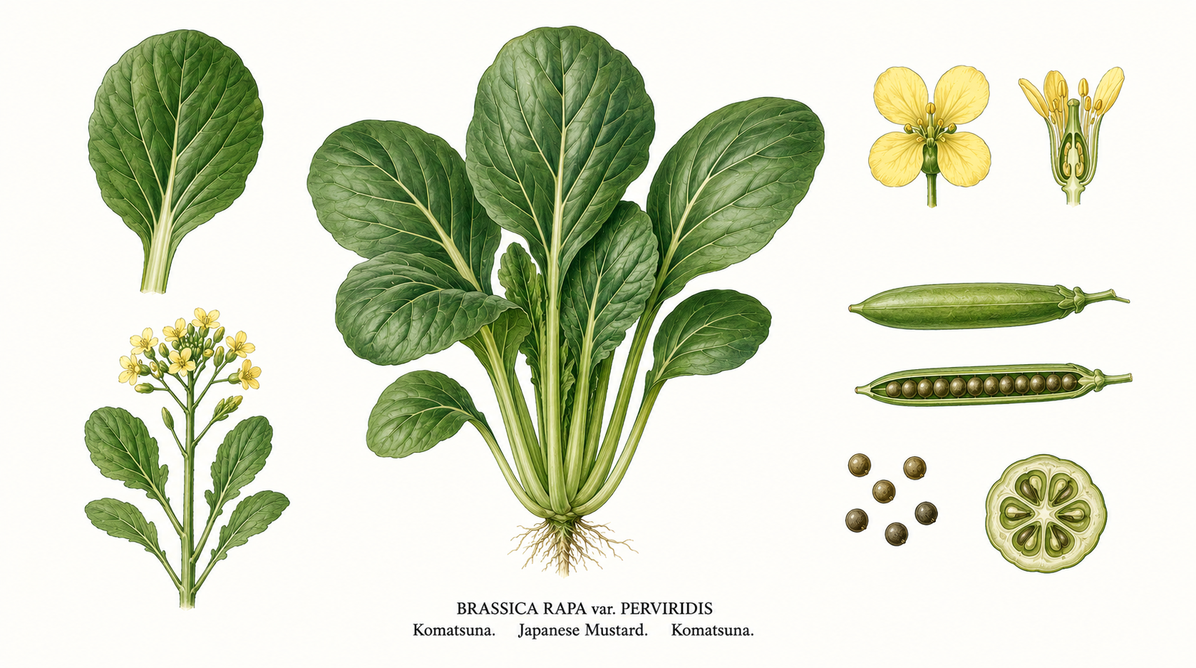Komatsuna (Brassica rapa var. perviridis): Pflanzenportrait für Pflanzenportrait - Gemüse, Kreuzblütler, Ernten Mai, Jun