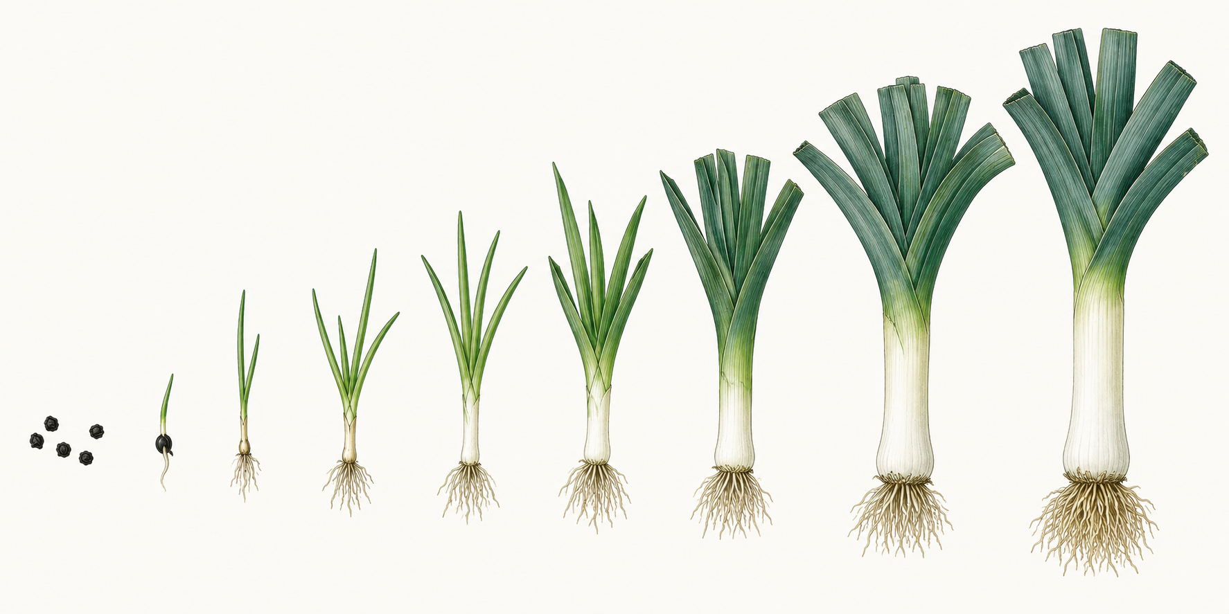 Cultivation timeline for Allium (Allium) with sowing, planting, care, and harvest months