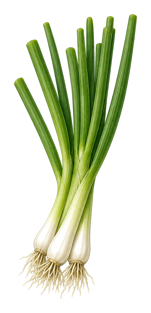 Welsh onion (Allium fistulosum): whole plant for plant portrait - Alliums, Amaryllis family, Harvest January - December