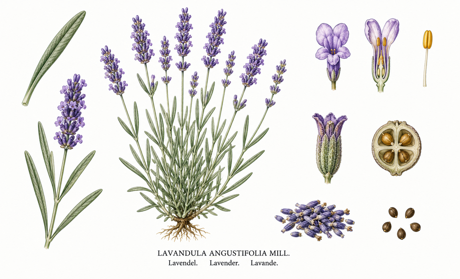Lavandula (Lavandula): plant portrait for plant portrait - Ornamentals, Lamiaceae, Harvest Jun, Jul, Aug