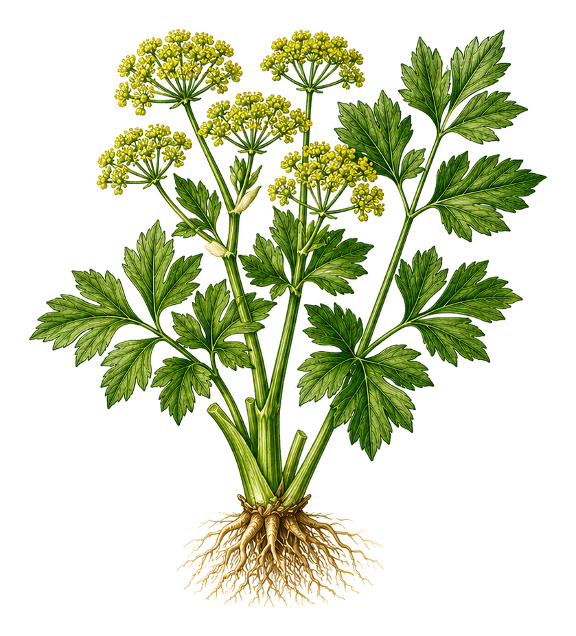 Levisticum officinale (Levisticum officinale): whole plant for plant portrait - Herbs, Apiaceae, Harvest April - October