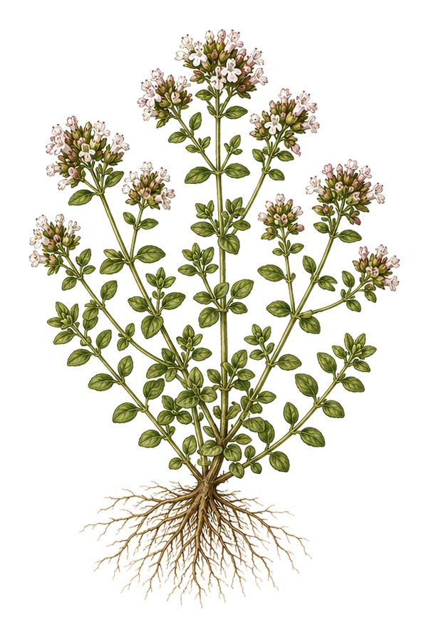 marjoram (Origanum majorana): whole plant for plant portrait - Herbs, Mint family, Harvest June - September