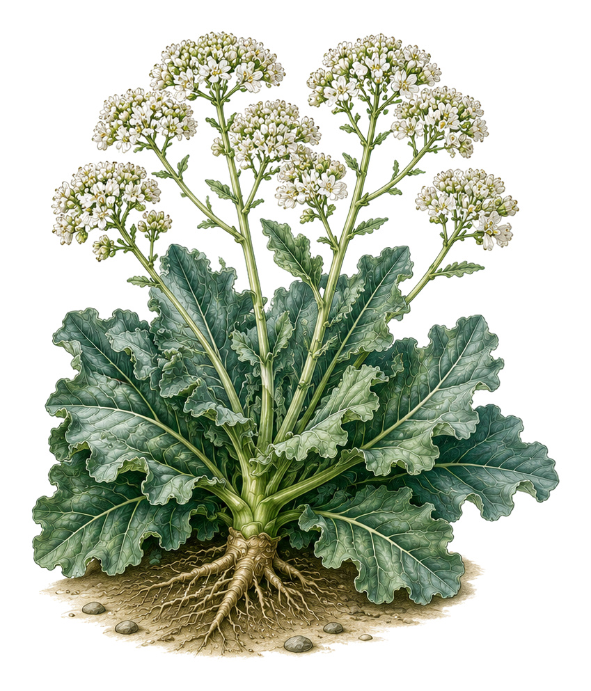 Crambe (Crambe): whole plant for plant portrait - Vegetables, Brassicaceae, Harvest April - October