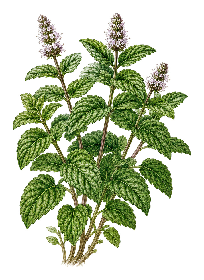 Mint (Mentha): whole plant for plant portrait - Herbs, Mint family, Harvest May - October