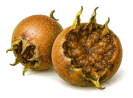 Medlar (Mespilus germanica): plant portrait - Pome fruit, Rose family, Harvest October - November