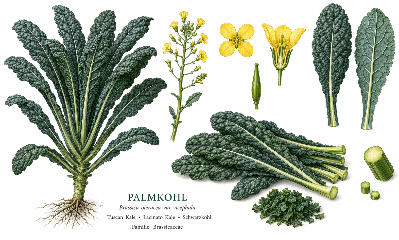 Palmkohl (Brassica oleracea var. palmifolia): Pflanzenportrait für Pflanzenportrait - Gemüse, Kreuzblütengewächse, Ernten