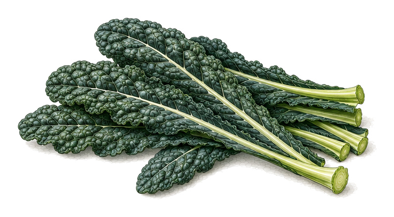 Lacinato kale (Brassica oleracea var. palmifolia): whole plant for plant portrait - Leafy vegetables, Mustard family
