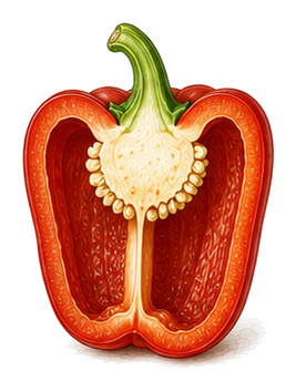 Pepper (Capsicum): 2 for plant portrait - Vegetables, Nightshades, Harvest July - October