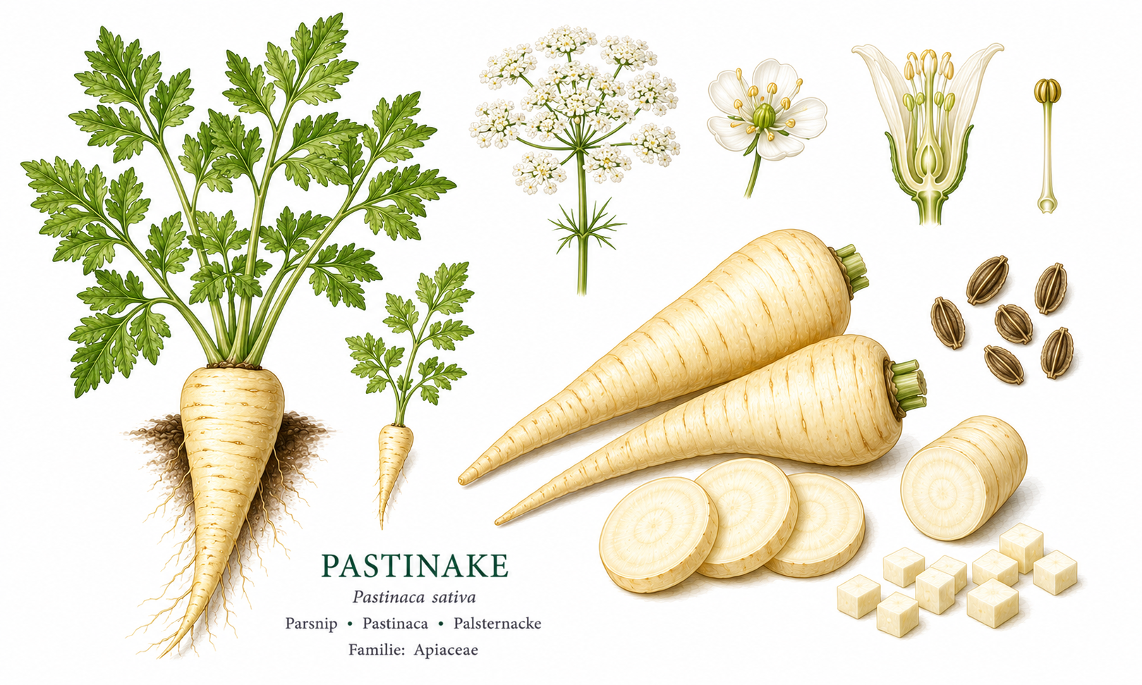 Pastinake (Pastinaca sativa): Pflanzenportrait für Pflanzenportrait - Gemüse, Doldenblütler, Ernten Jan, Feb, Okt, Nov, Dez