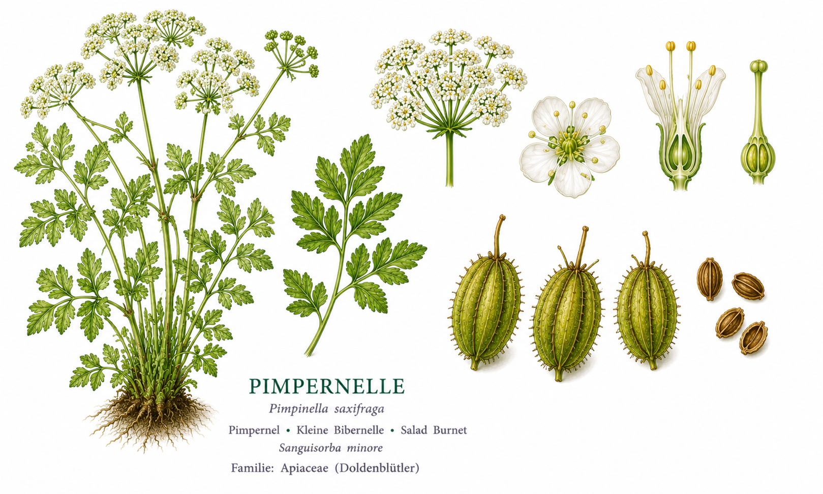 Salad Burnet plant card: Herbs, Rose family, Harvest Jan, Feb, Mar, Apr, May, Jun, Jul, Aug, Sep, Oct, Nov, Dec