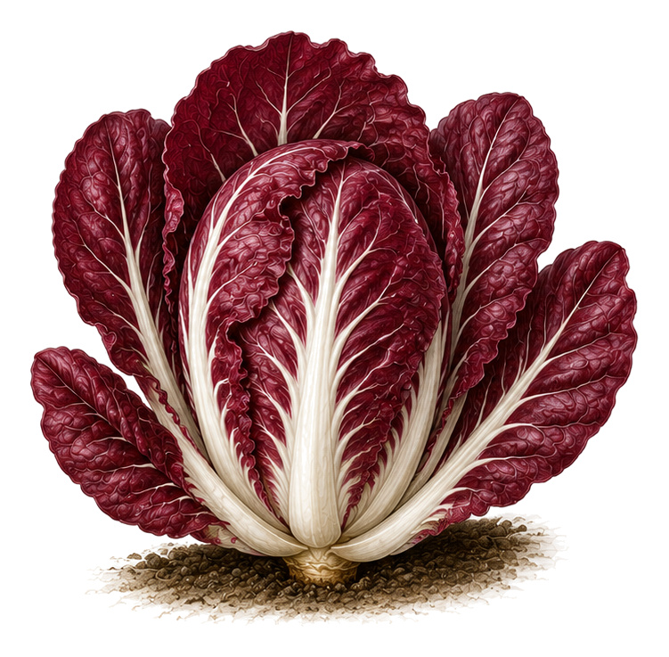 Radicchio (Cichorium intybus var. foliosum): whole plant for plant portrait - Salads, Aster family, Harvest January, August