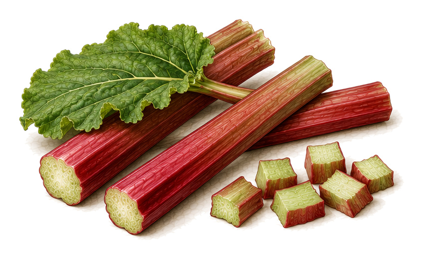 Rhubarb (Rheum): whole plant for plant portrait - Stalk vegetables, Buckwheat family, Harvest April - June