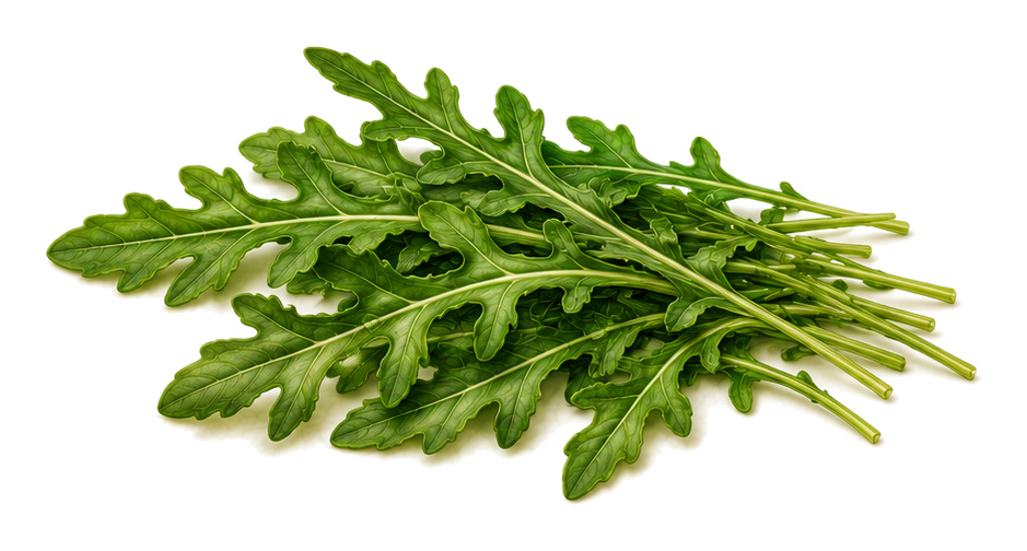 Rucola (Eruca vesicaria subsp. sativa): Ganze Pflanze für Pflanzenportrait - Blattgemüse, Kreuzblütengewächse, Ernten Mai