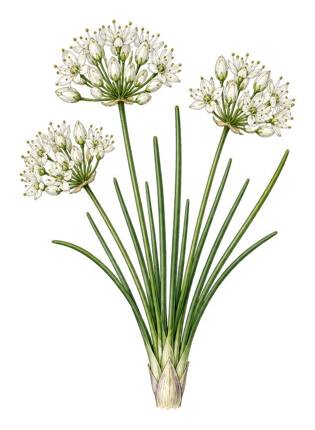 Allium ramosum (Allium ramosum): whole plant for plant portrait - Herbs, Amaryllis family, Harvest April - October
