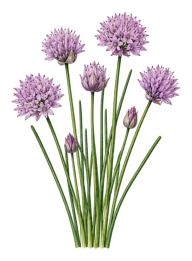 Chives (Allium schoenoprasum): whole plant for plant portrait - Herbs, Amaryllis family, Harvest April - November