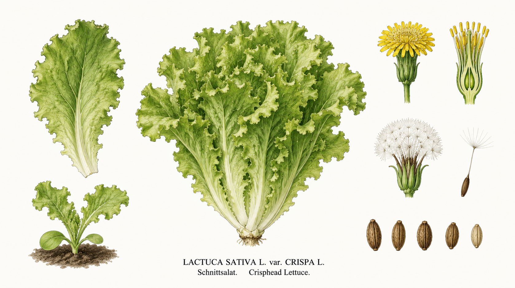 Schnittsalat (Lactuca sativa var. crispa): Pflanzenportrait für Pflanzenportrait - Gemüse, Korbblütler, Ernten Apr, Mai