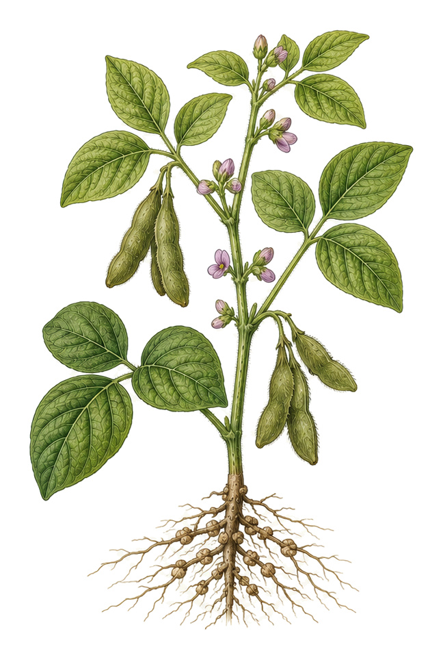 soybean (Glycine max): whole plant for plant portrait - Legumes, legume family, Harvest September - October