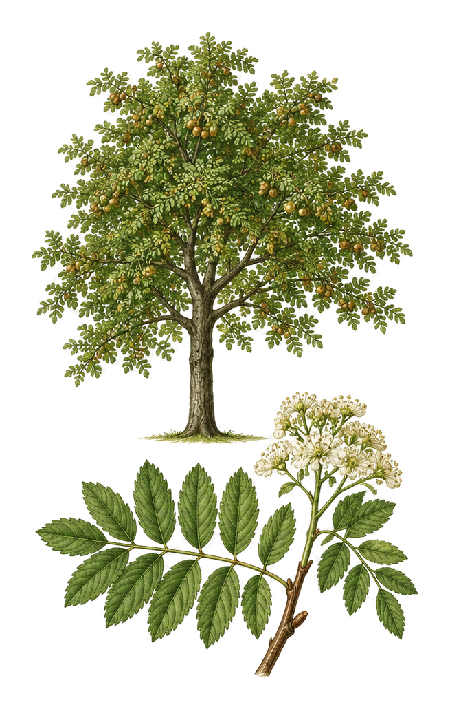 Speierling (Sorbus domestica): Ganze Pflanze für Pflanzenportrait - Kernobst, Rosengewächse, Ernten September - Oktober