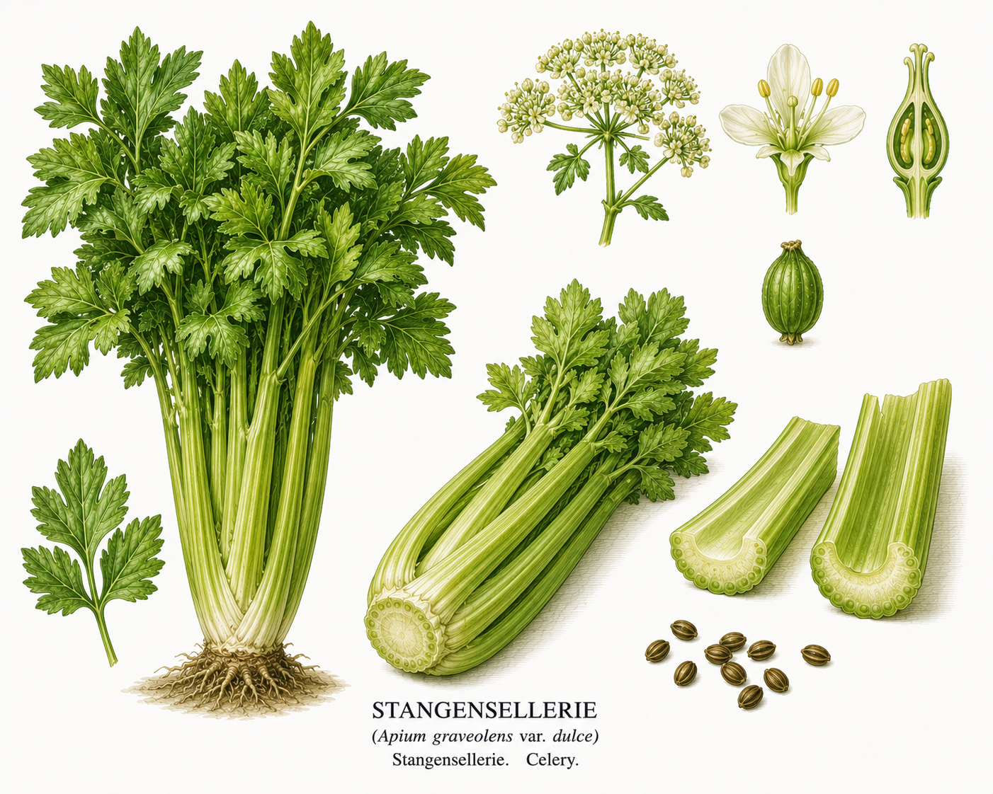 celery (Apium graveolens var. dulce): plant portrait for plant portrait - Vegetables, Carrot family, Harvest Jul, Aug, Sep
