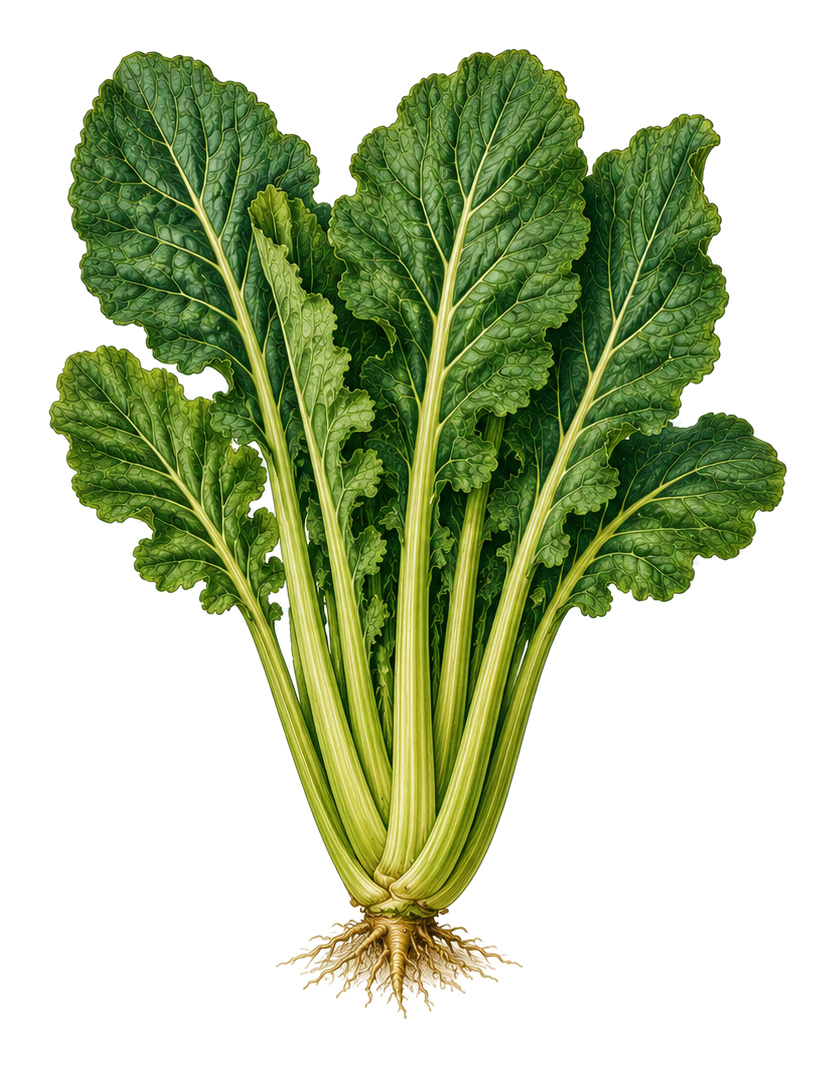 Stielmus (Brassica rapa subsp. rapa): whole plant for plant portrait - Vegetables, Mustard family, Harvest April - October