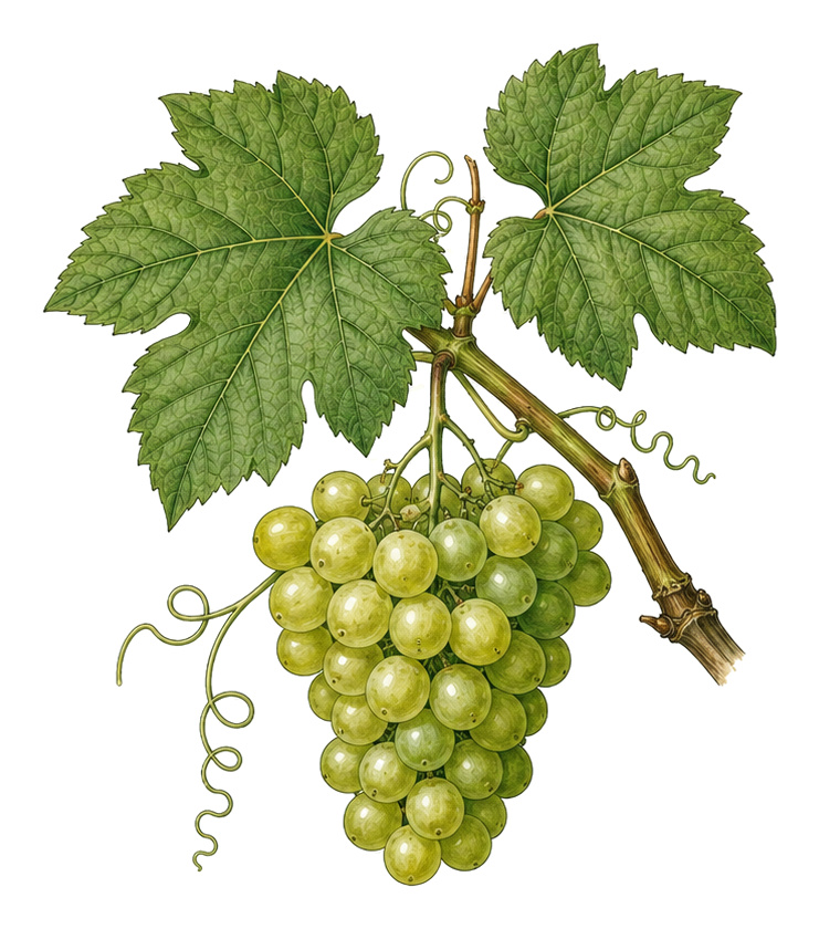 table grape (Vitis vinifera): whole plant for plant portrait - Berries, Grape family, Harvest August - October