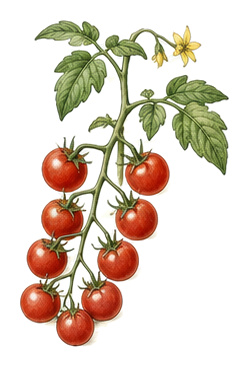 tomato (Solanum lycopersicum): Vielfalt for plant portrait - Fruit vegetables, nightshade family, Harvest July - October