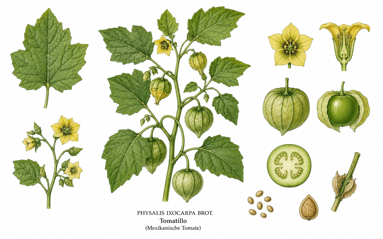Tomatillo (Physalis philadelphica): plant portrait for plant portrait - Vegetables, Nightshade family, Harvest Jul, Aug