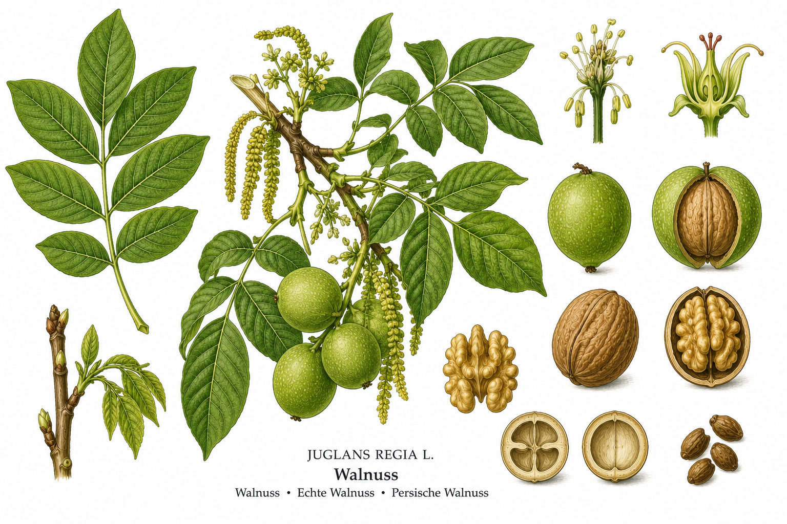 Common Walnut plant card: Nuts, Walnut family, full sun