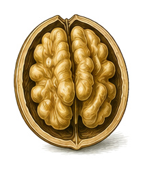 Common Walnut (Juglans regia): 2 for plant portrait - Nuts, Walnut family, full sun