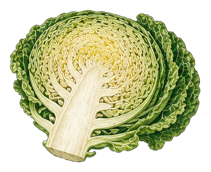 Savoy cabbage (Brassica oleracea var. sabauda): plant portrait - Cabbages, Cabbage family, Harvest July - November