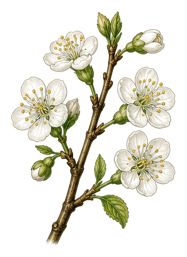 Damson plum (Prunus domestica): whole plant for plant portrait - Stone fruit, Rose family, Harvest July - October